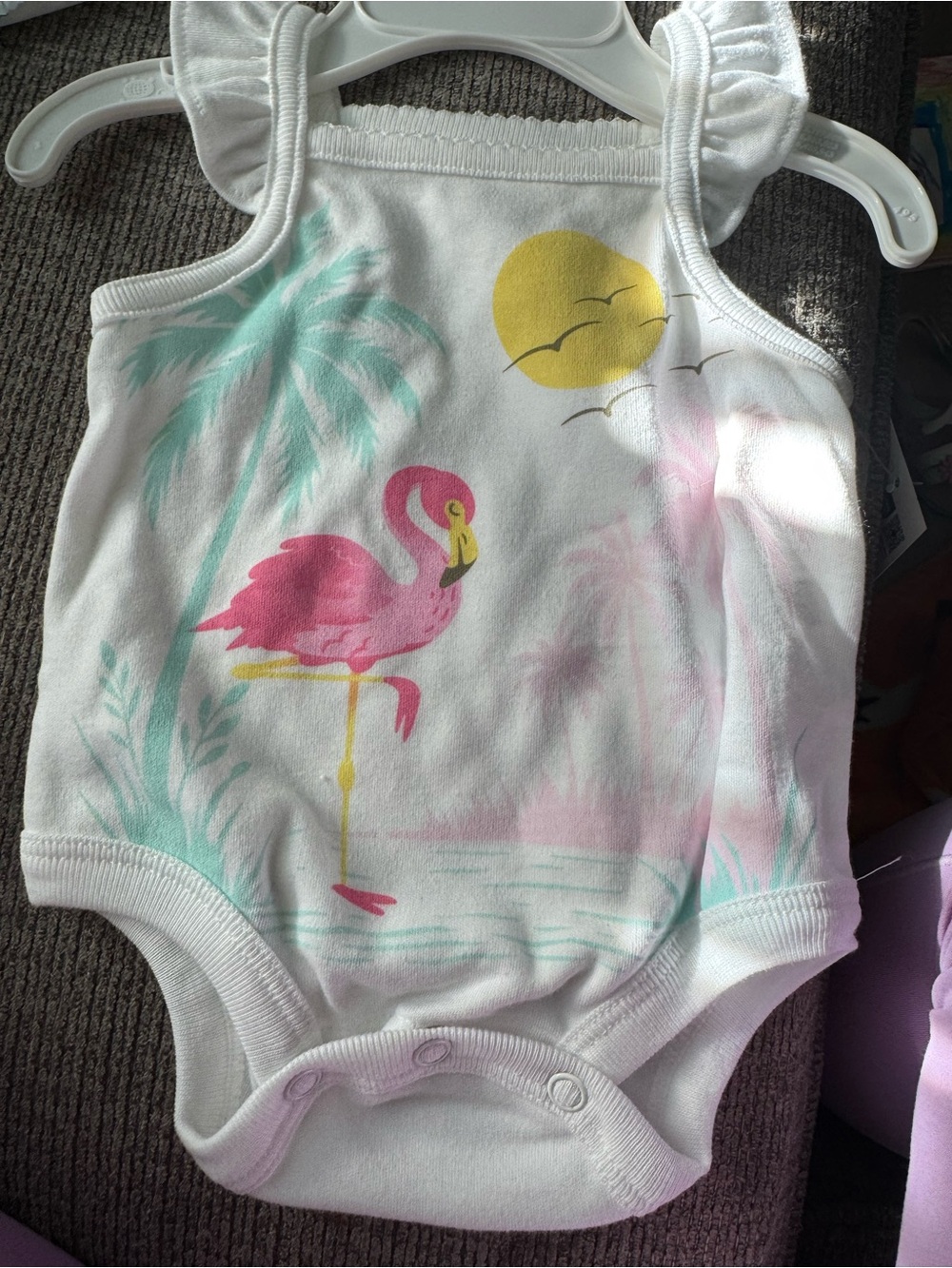 White Flamingo Graphic One-Piece Bodysuit for Kids